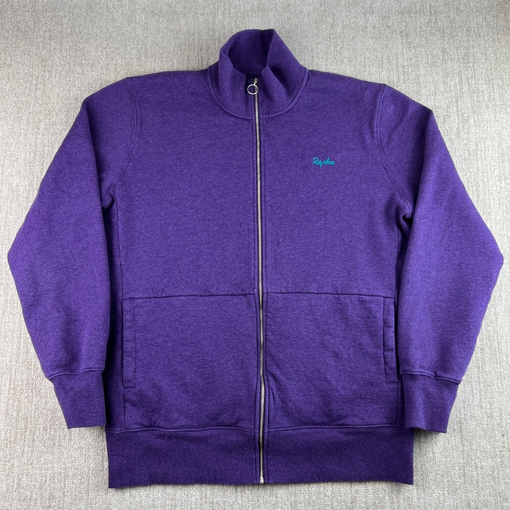 Rapha Track Jacket Mens Large Purple Full Zip Mock Neck Logo Athleisure Cycling